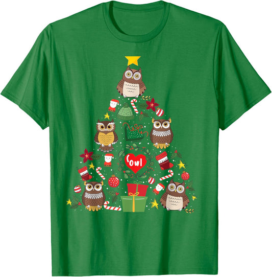 Owl Ornament Christmas Tree Owl Lover Xmas Gifts Men Women T-Shirt - T-Shirt | Irish Green