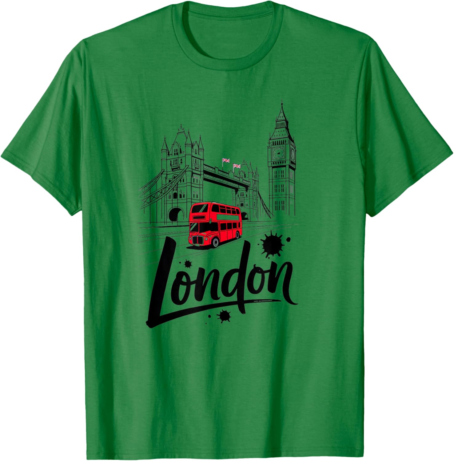 Rotes mit Motiv „London Bus Tower Bridge“, Britisches Souvenir T-Shirt - T-Shirt | Irish Green