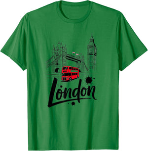 Rotes mit Motiv „London Bus Tower Bridge“, Britisches Souvenir T-Shirt - T-Shirt | Irish Green