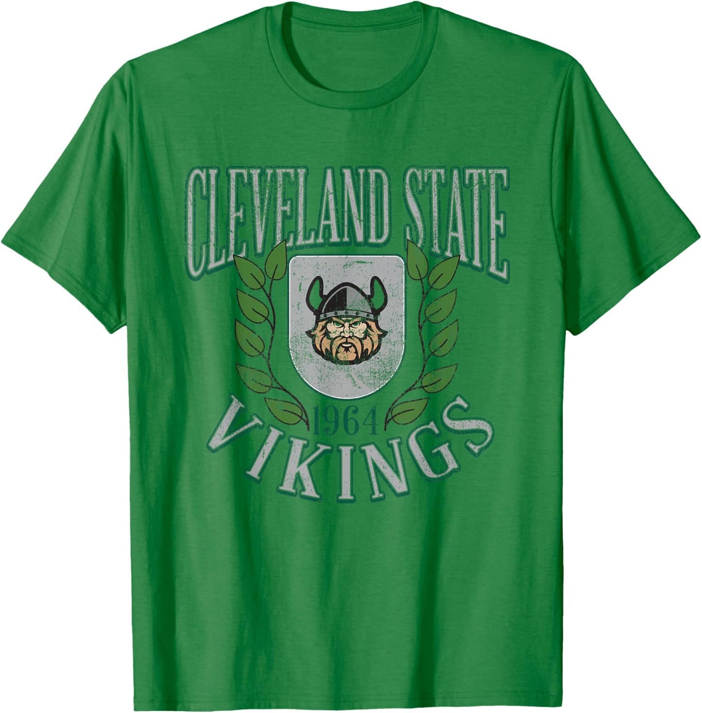 Cleveland State Vikings Retro Shield White T-Shirt - T-Shirt | Irish Green