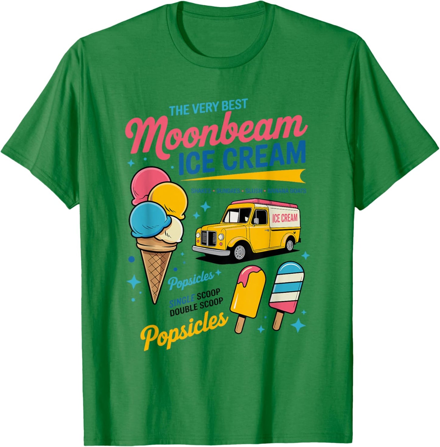 Vintage Moonbeam Ice Cream Truck Retro Double Scoop Popsicle T-Shirt - T-Shirt | Irish Green