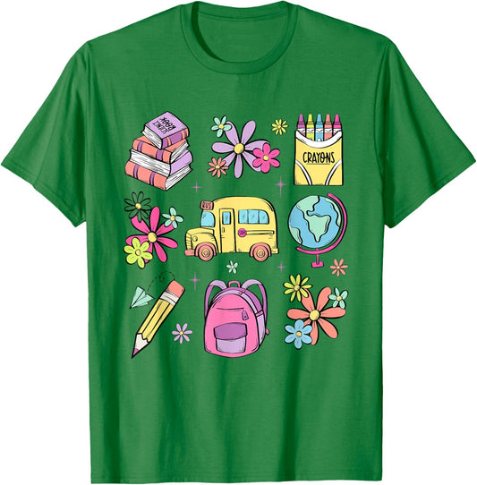 Cute Teacher Back to School Teacher Life Funny Teachers Gift Men Women Kids T-Shirt - T-Shirt | Irish Green