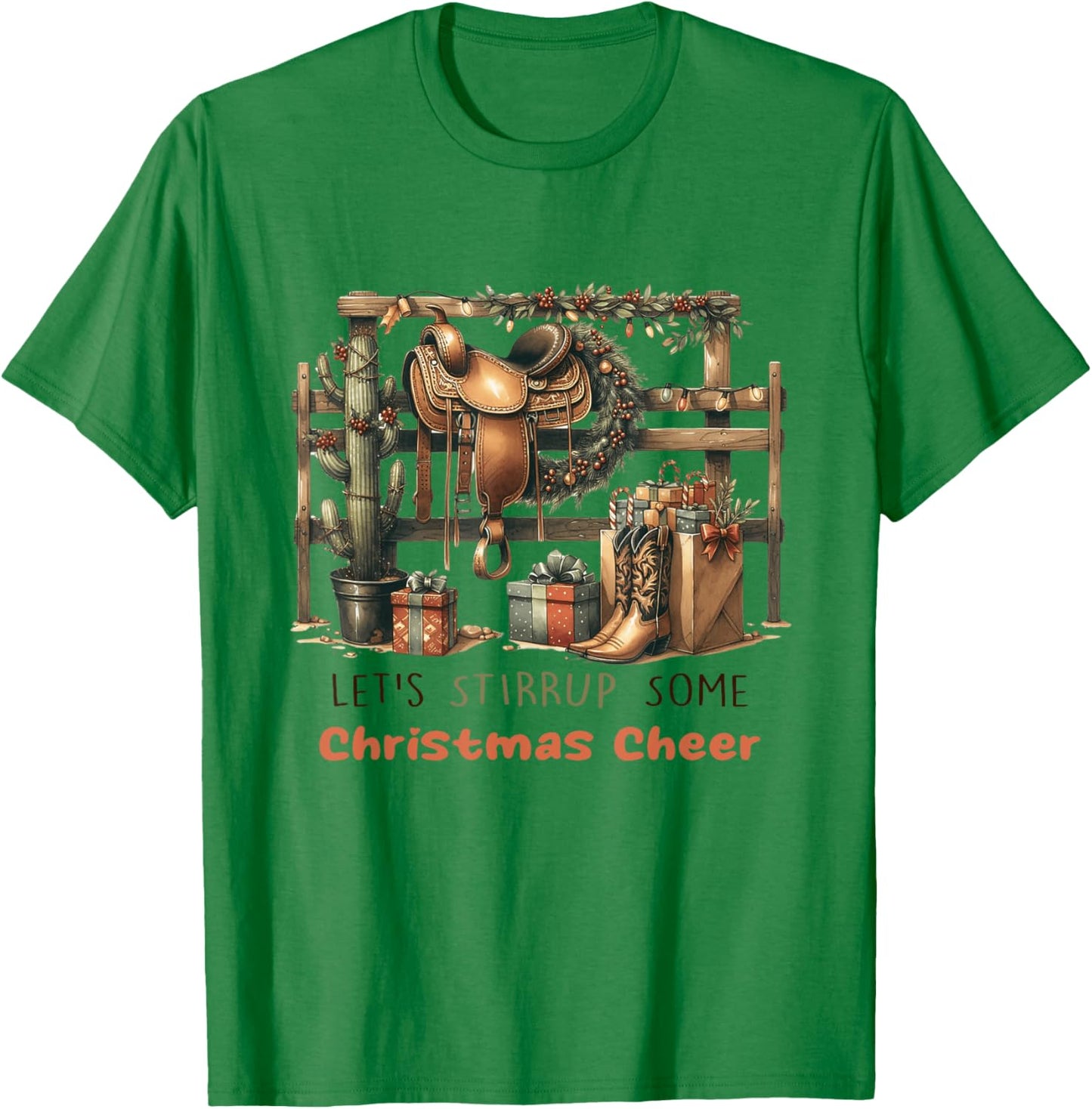 Funny Horse Lets Stirrup Some Christmas Cheer T-Shirt - T-Shirt | Irish Green