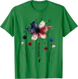 America Faith Freedom and Pride Floral USA 250th Anniversary T-Shirt - T-Shirt | Irish Green