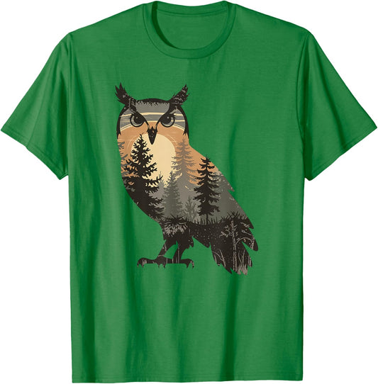 Owl Hunting Hiking Outdoor Camping Forest Men Women Owl T-Shirt - T-Shirt | Irish Green