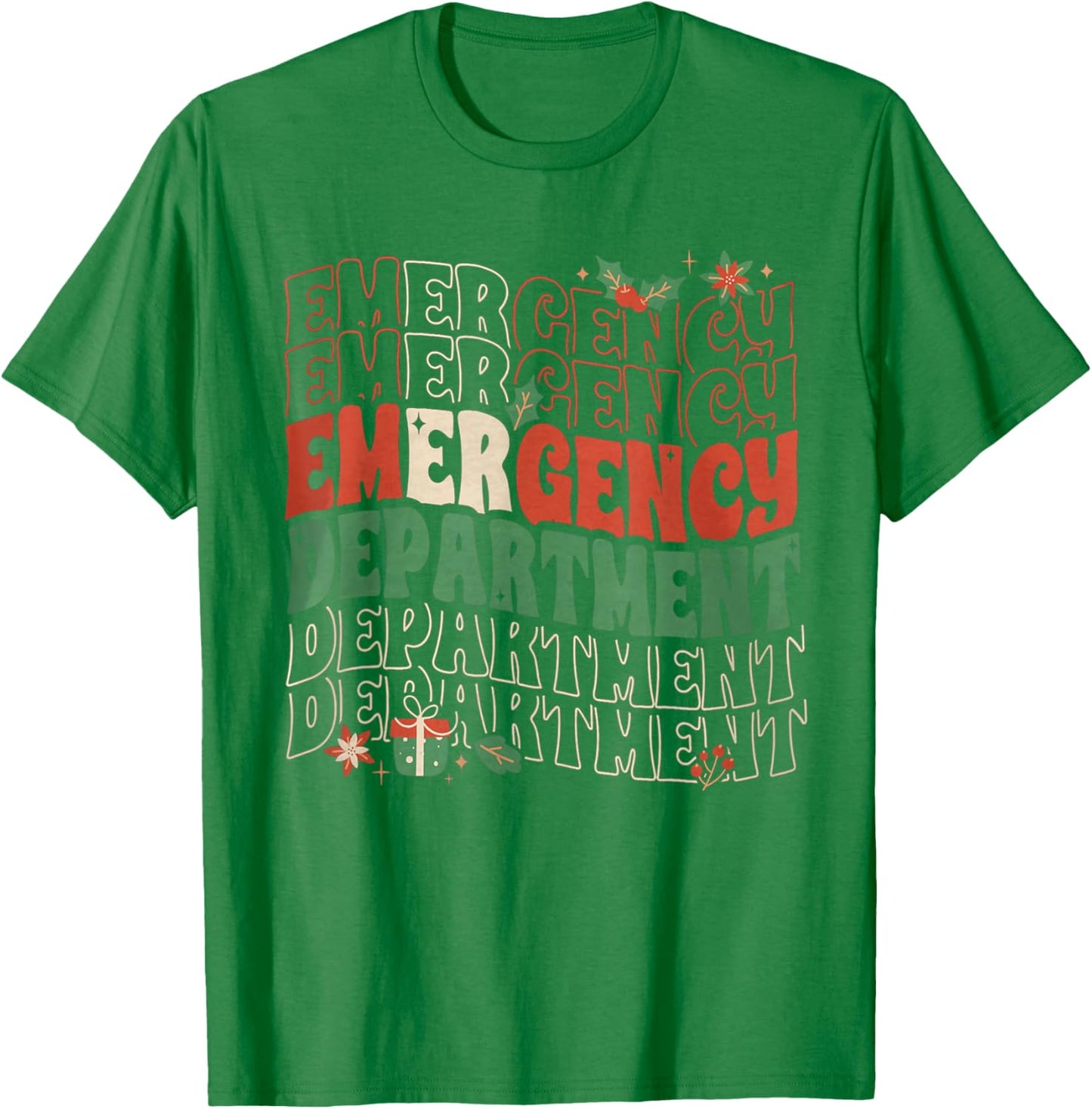 Emergency Department Christmas Holiday ER Nurse ED Nurse T-Shirt - T-Shirt | Irish Green