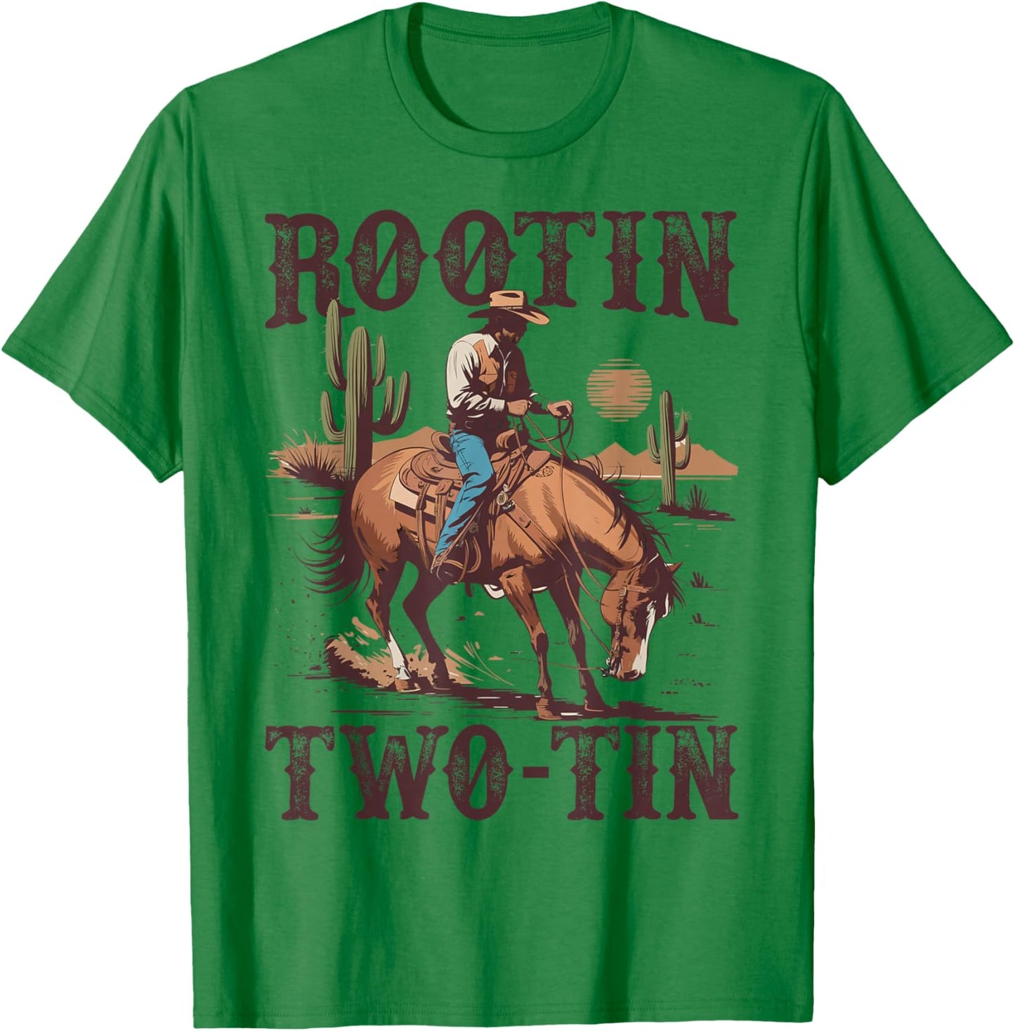 Rootin Two-tin 2nd Birthday 2 Year Old Western Cowboy Bday T-Shirt - T-Shirt | Irish Green