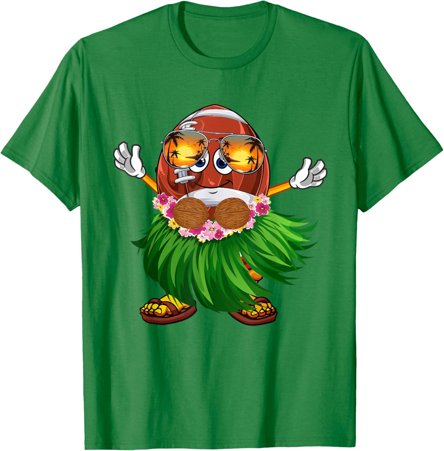 Funny Hawaii Football Ball Hawaiian Tropical Summer Vacation T-Shirt - T-Shirt | Irish Green