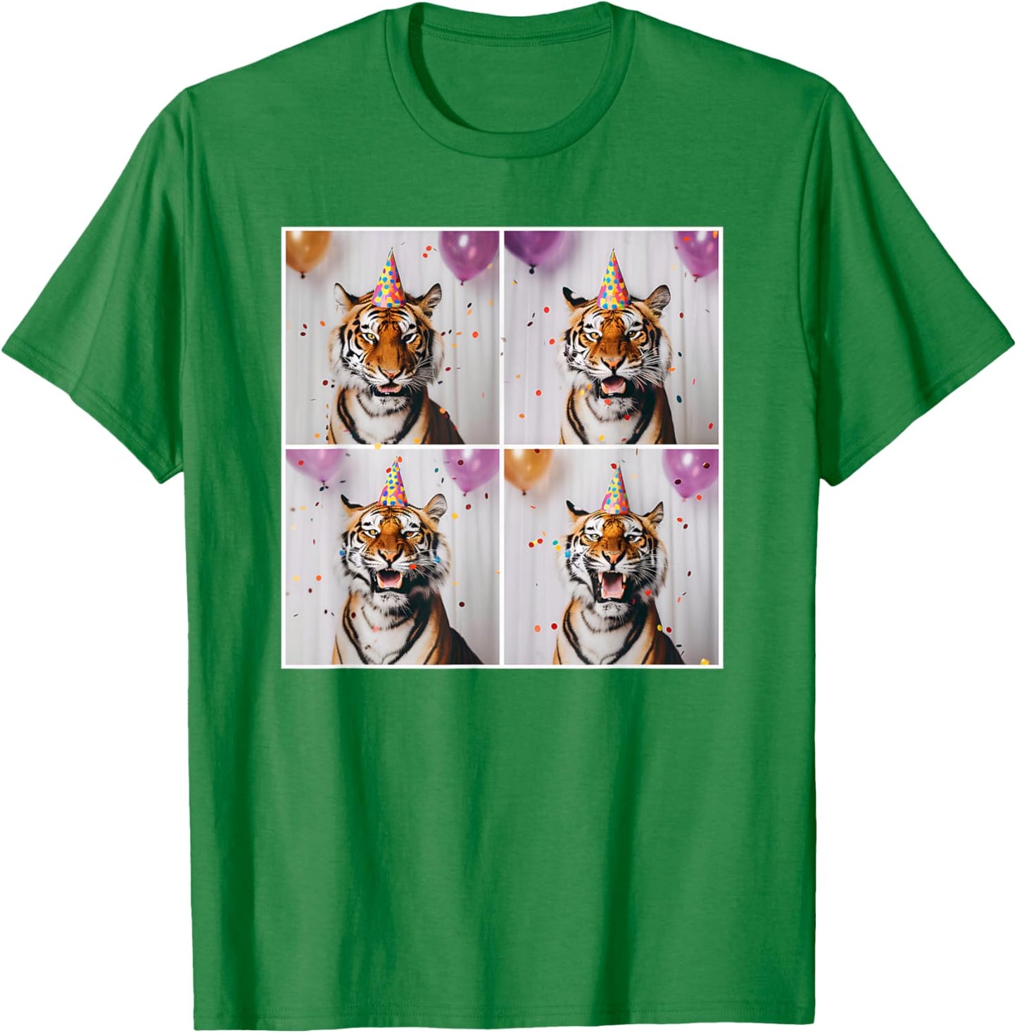 Tiger Wildlife Party Hat Jungle Animal Safari Tiger Birthday T-Shirt - T-Shirt | Irish Green