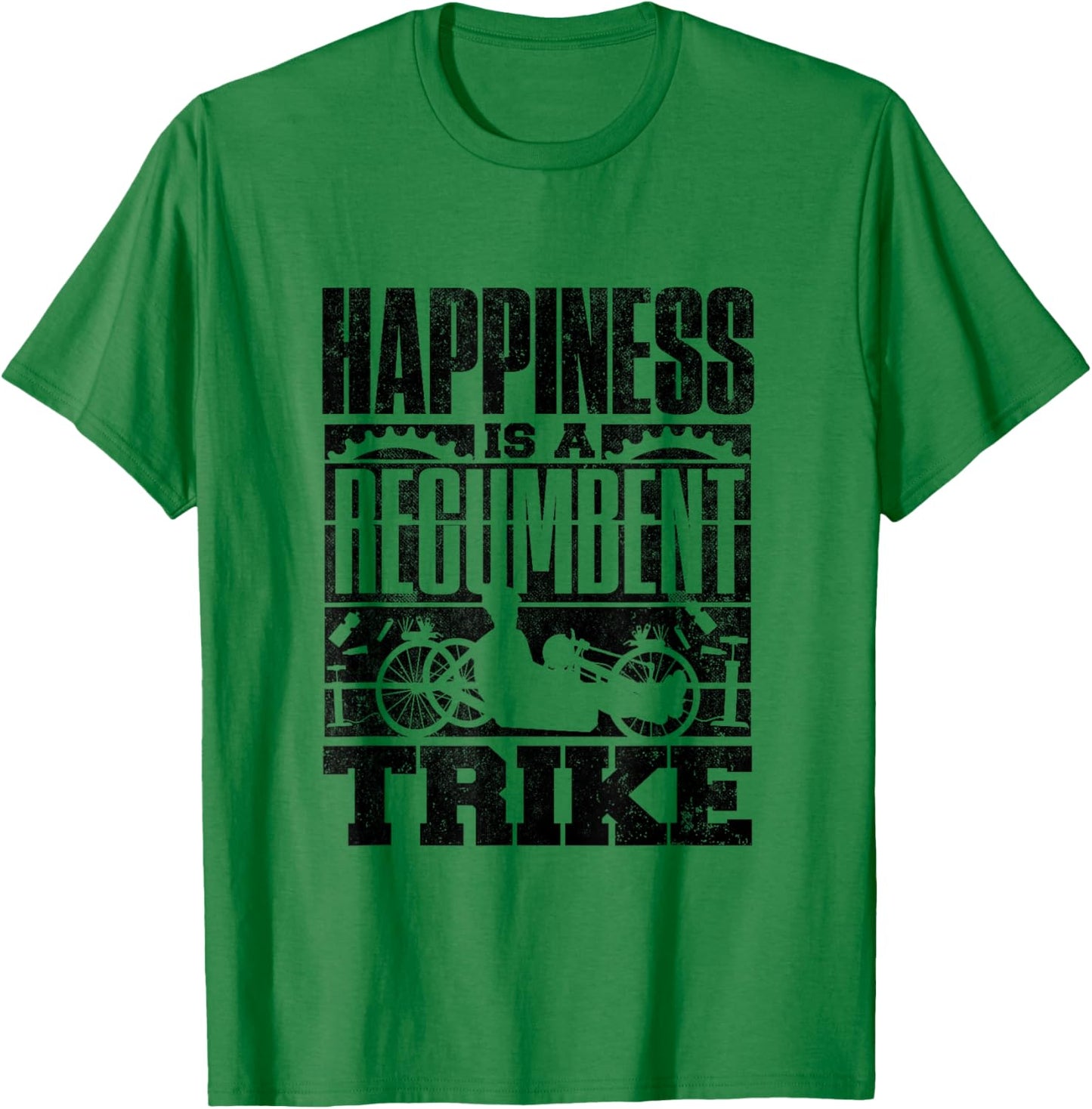 Recumbent Trike Bike Triker Happiness Is A Recumbent Trike T-Shirt - T-Shirt | Irish Green