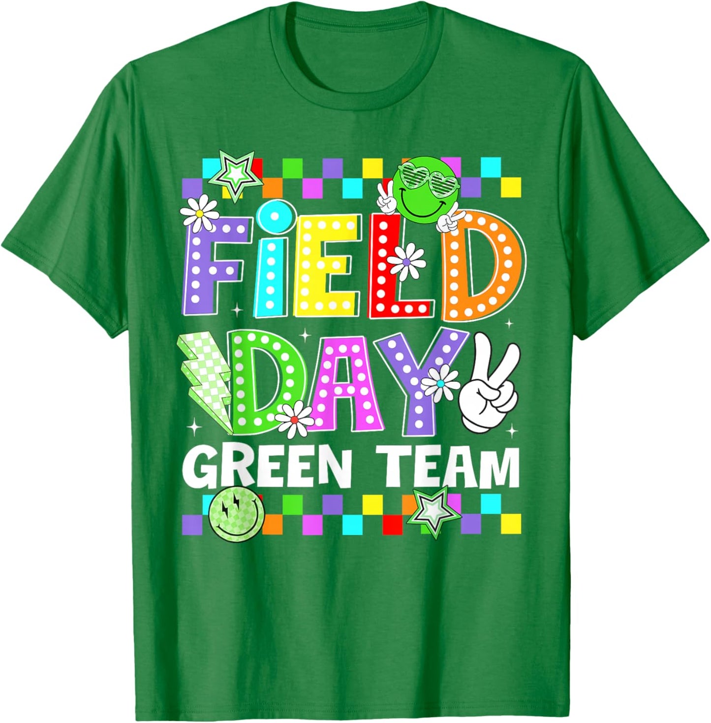 Field Day Green Team Lightning Peace Sign Men Women Kid T-Shirt - T-Shirt | Irish Green