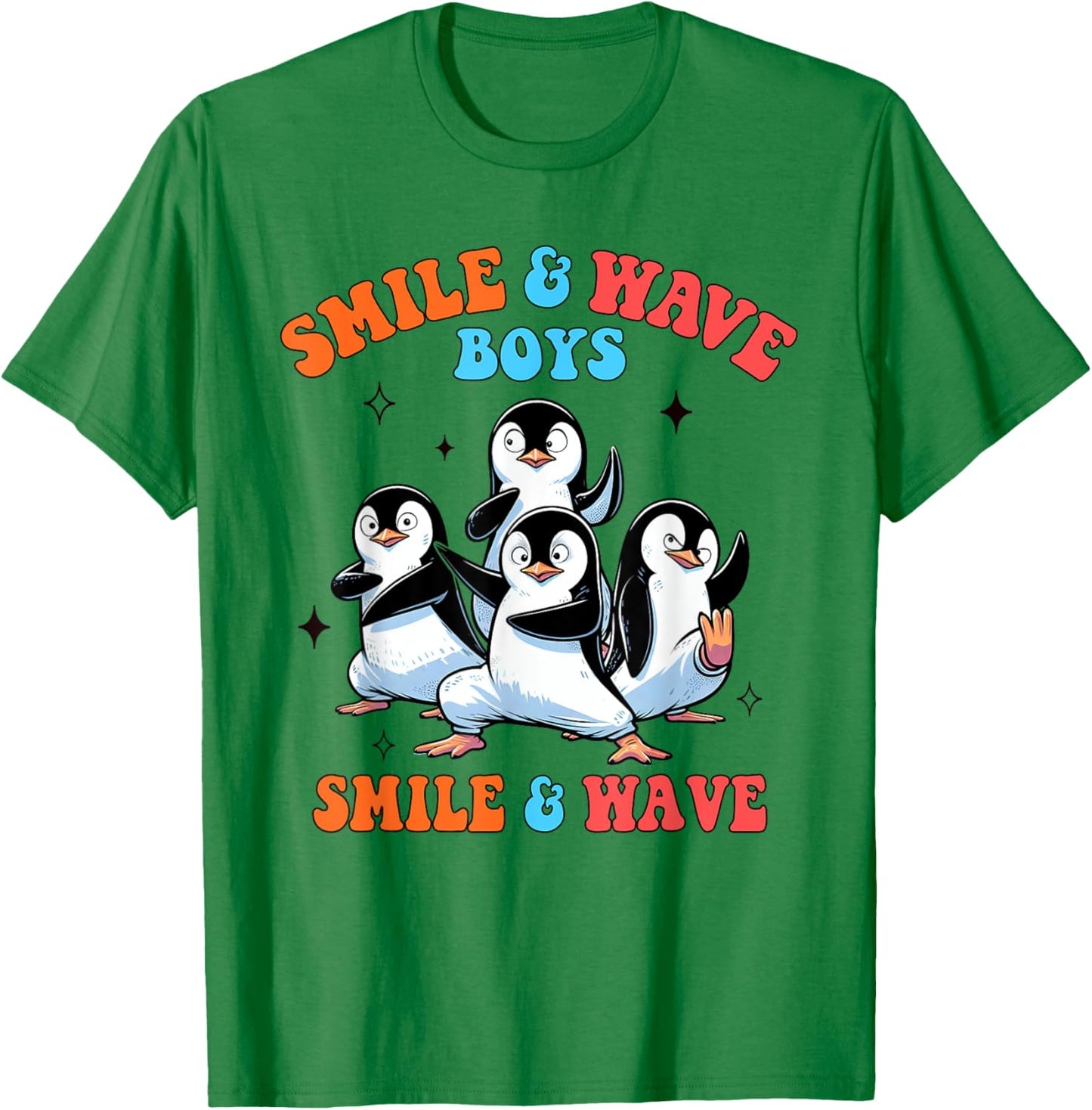 Penguin Lover Smile And Wave Boys Penguins Animal Lover T-Shirt - T-Shirt | Irish Green