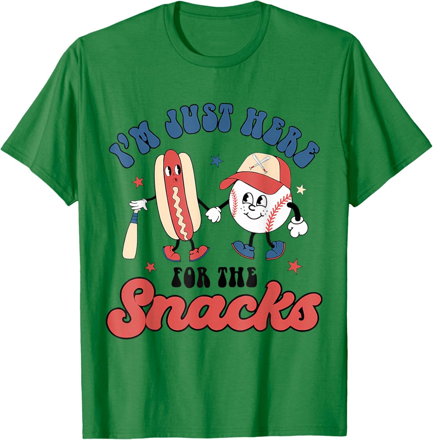 I'm Just Here For The Snacks Baseball 4Th Of July Hot Dog T-Shirt - T-Shirt | Irish Green