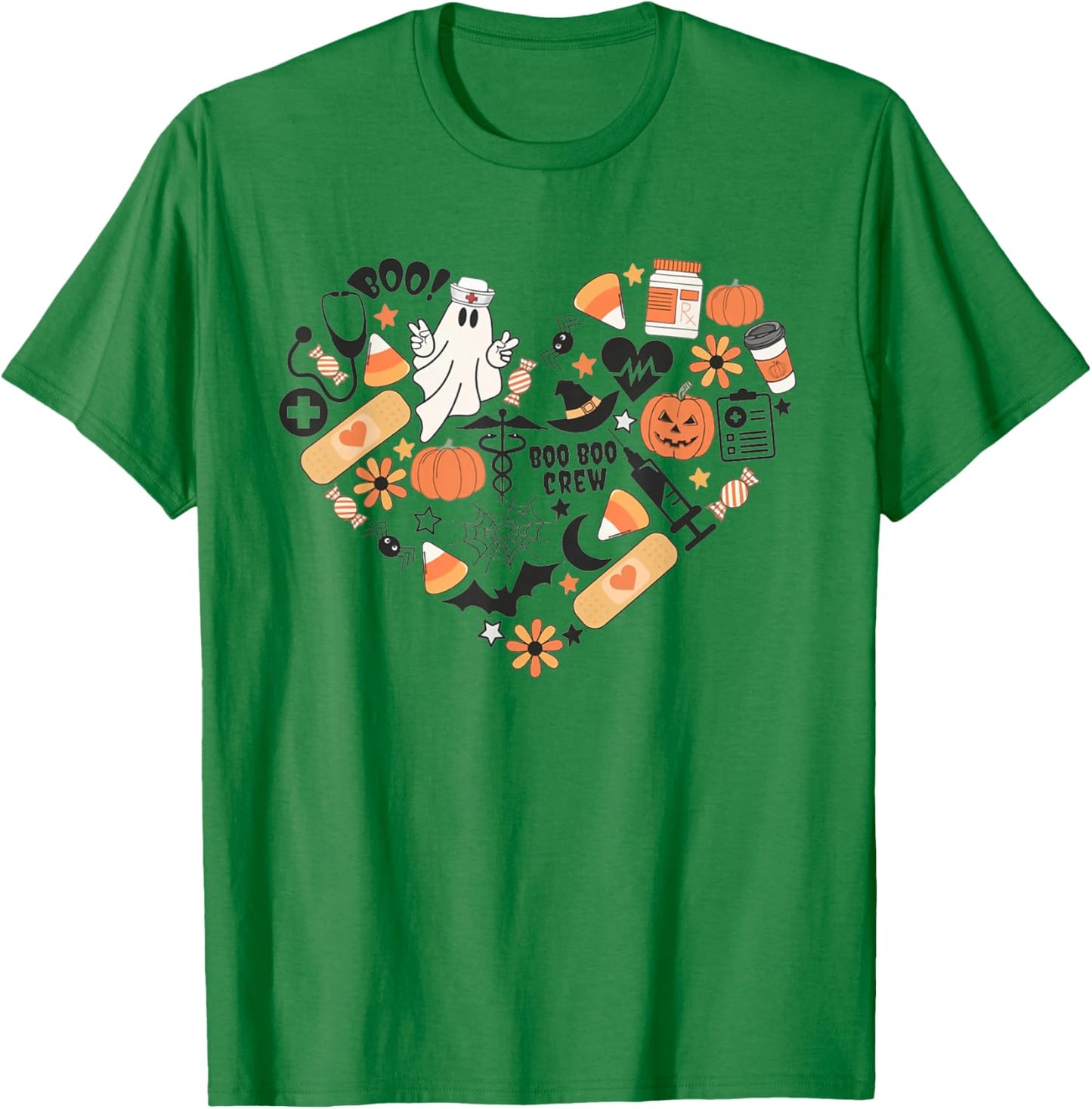 Pediatrics Halloween Boo Boo Crew Fall Pediatric Nurse Ghost T-Shirt - T-Shirt | Irish Green
