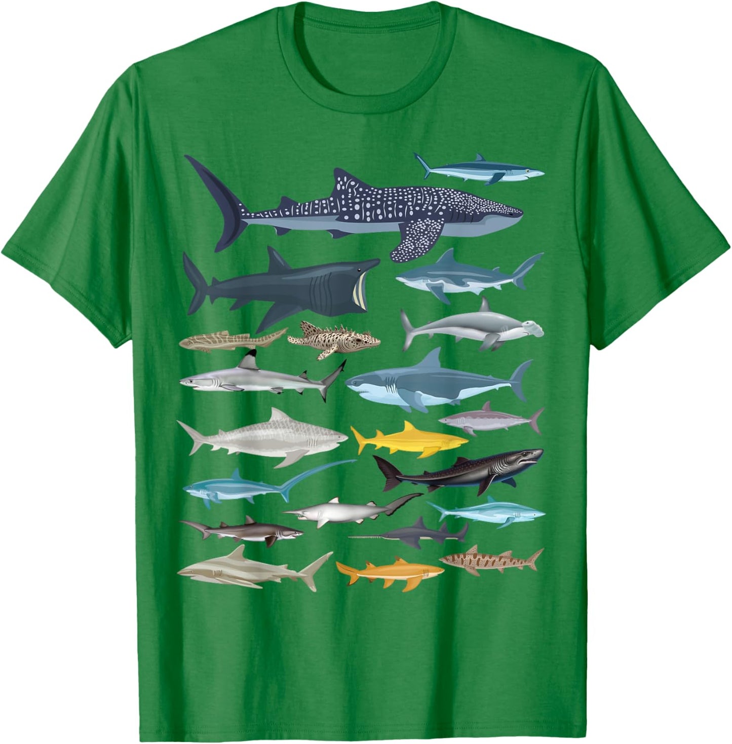 Types of Sharks Shark Species Identification Ocean Lovers T-Shirt - T-Shirt | Irish Green