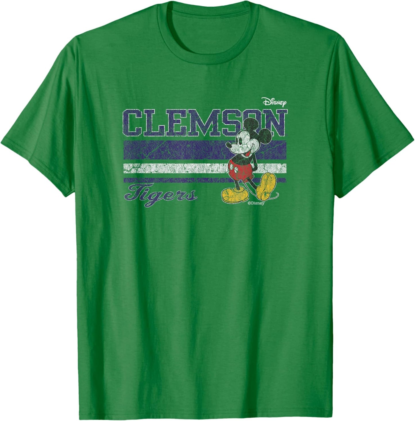 Clemson Tigers Mickey Mouse Vintage Orange T-Shirt - T-Shirt | Irish Green