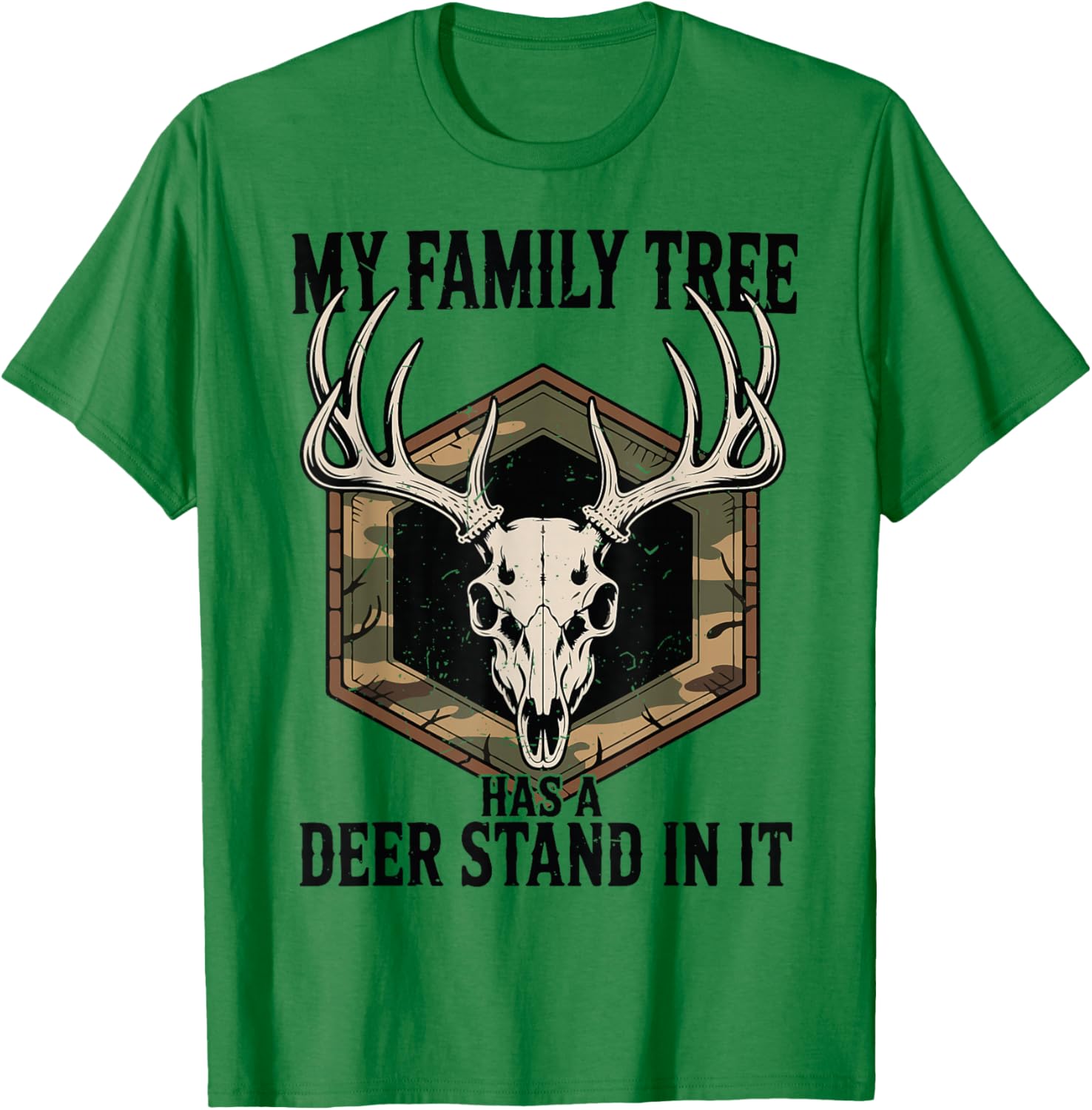 Camo Deer Hunting My Family Tree Has Deer Stand in It Youth T-Shirt - T-Shirt | Irish Green