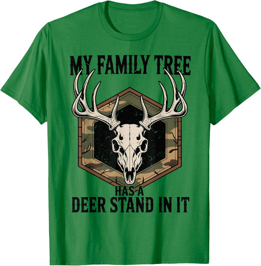 Camo Deer Hunting My Family Tree Has Deer Stand in It Youth T-Shirt - T-Shirt | Irish Green