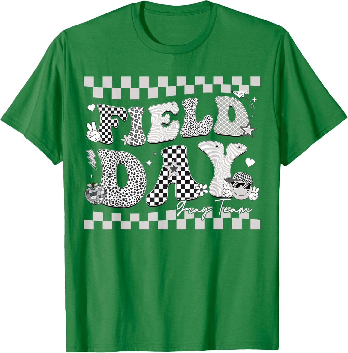 Field Day Gray Team Smile Face Retro Men Women Kids T-Shirt - T-Shirt | Irish Green