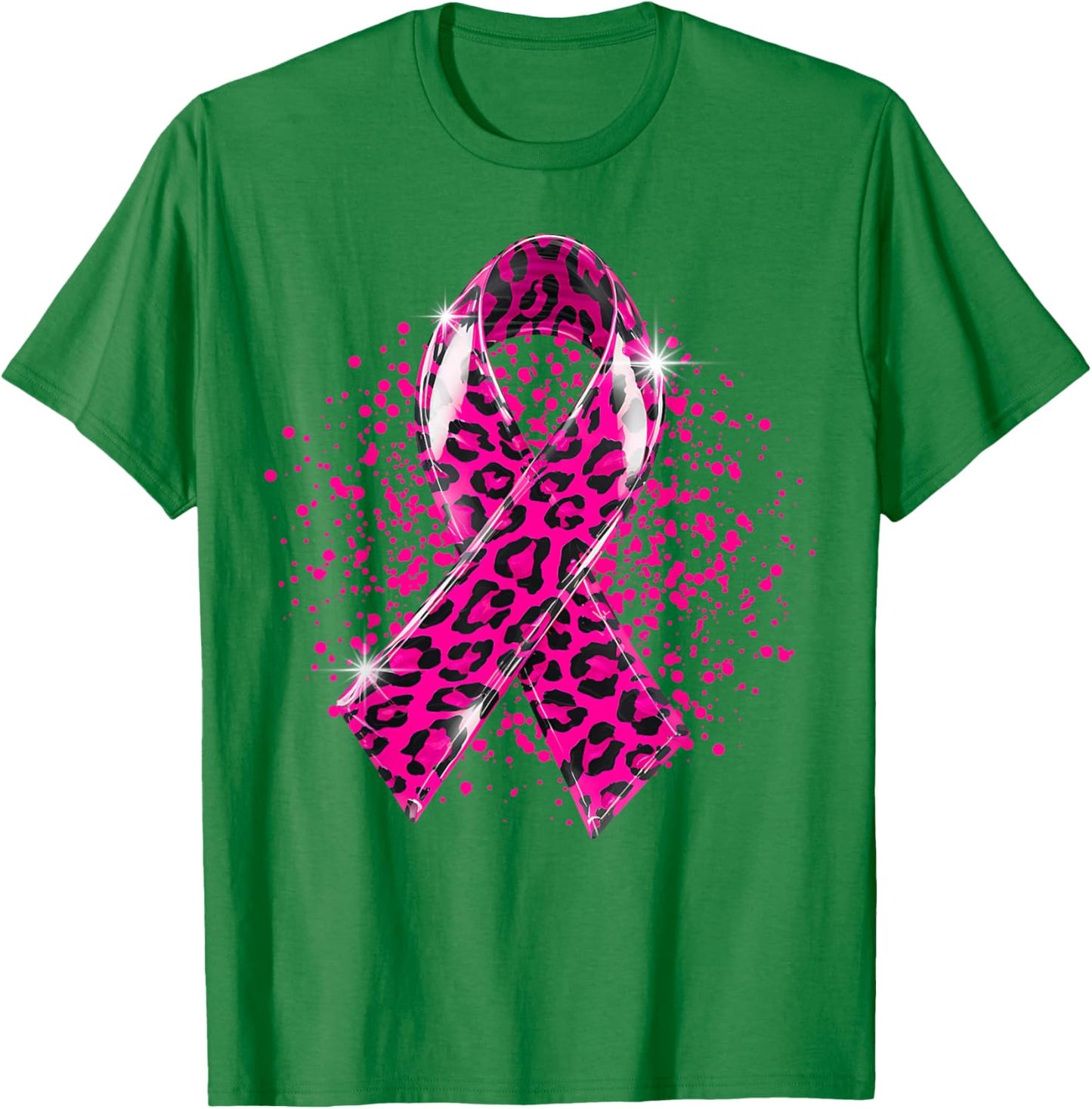 Breast Cancer Awareness Month Pink Ribbon Leopard Support T-Shirt - T-Shirt | Irish Green