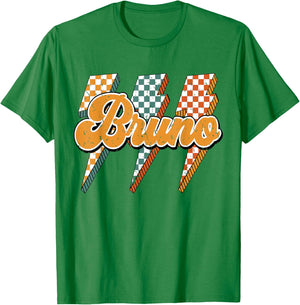 Bruno Checkered Bolt I Love Bruno Groovy 70's 80's Vintage T-Shirt - T-Shirt | Irish Green