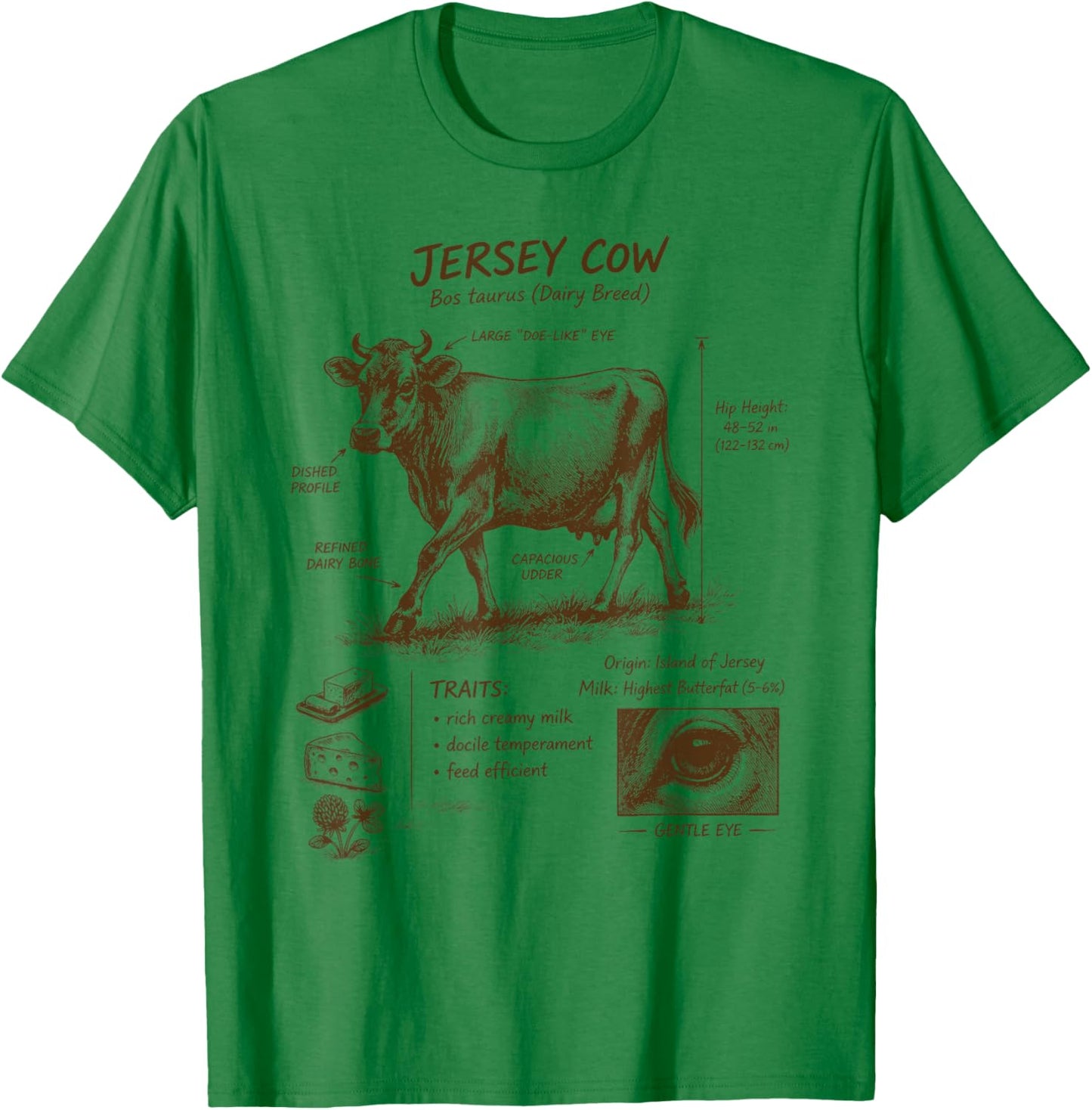 Jersey Cow Lover Detailed Anatomy Farm Animal Country Farm T-Shirt - T-Shirt | Irish Green