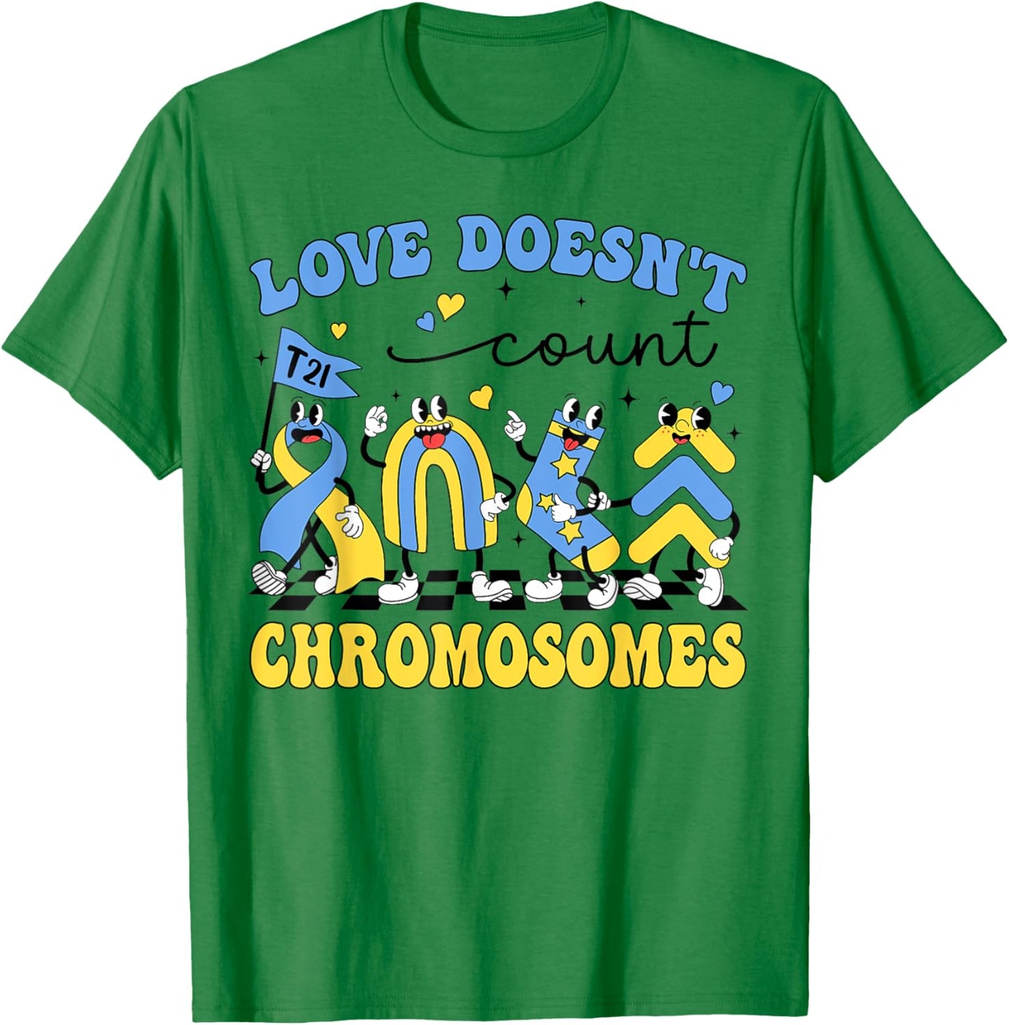 Retro Love Doesn't Count Chromosomes Down Syndrome Awareness T-Shirt - T-Shirt | Irish Green