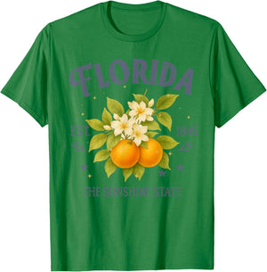 Florida The Sunshine A State Travel Souvenir Orange Blossom T-Shirt - T-Shirt | Irish Green