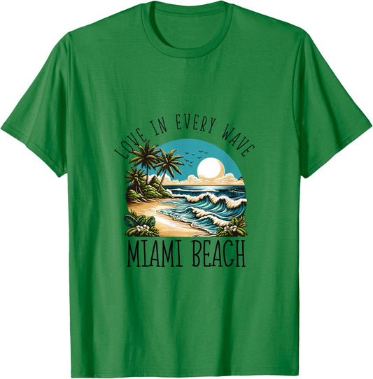 Love in Every Wave - Miami Beach T-Shirt - T-Shirt | Irish Green