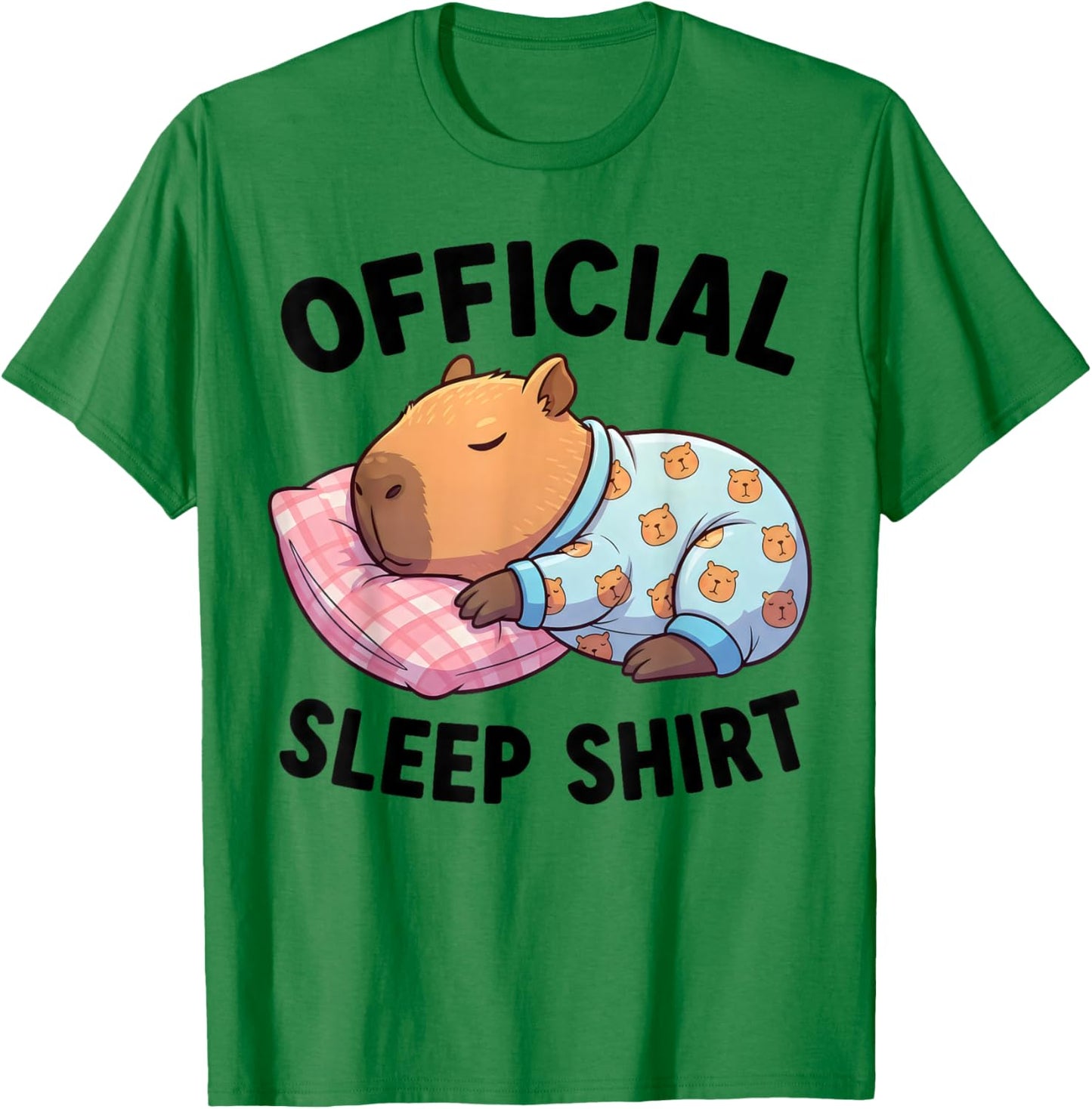 Cute Kawaii Sleeping Capybara Official Sleepshirt Nightgown T-Shirt - T-Shirt | Irish Green