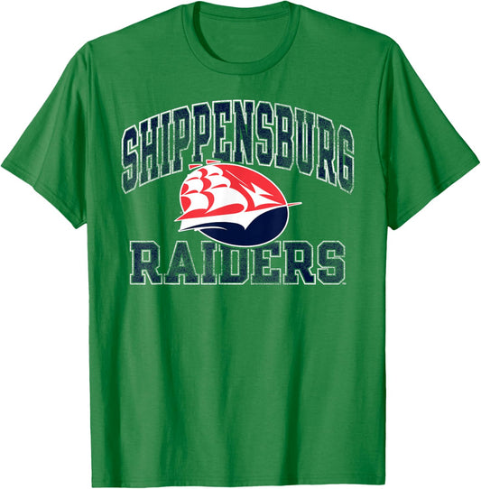 Shippensburg Raiders Vintage Worn Gray Officially Licensed T-Shirt - T-Shirt | Irish Green