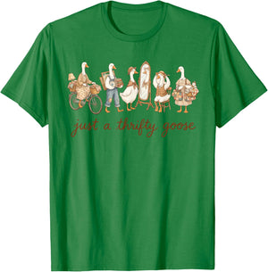 Just A Thrifty Goose Funny Thrifting Second Hand T-Shirt - T-Shirt | Irish Green