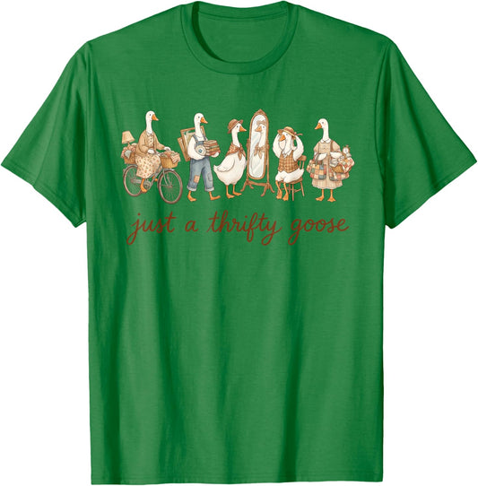 Just A Thrifty Goose Funny Thrifting Second Hand T-Shirt - T-Shirt | Irish Green