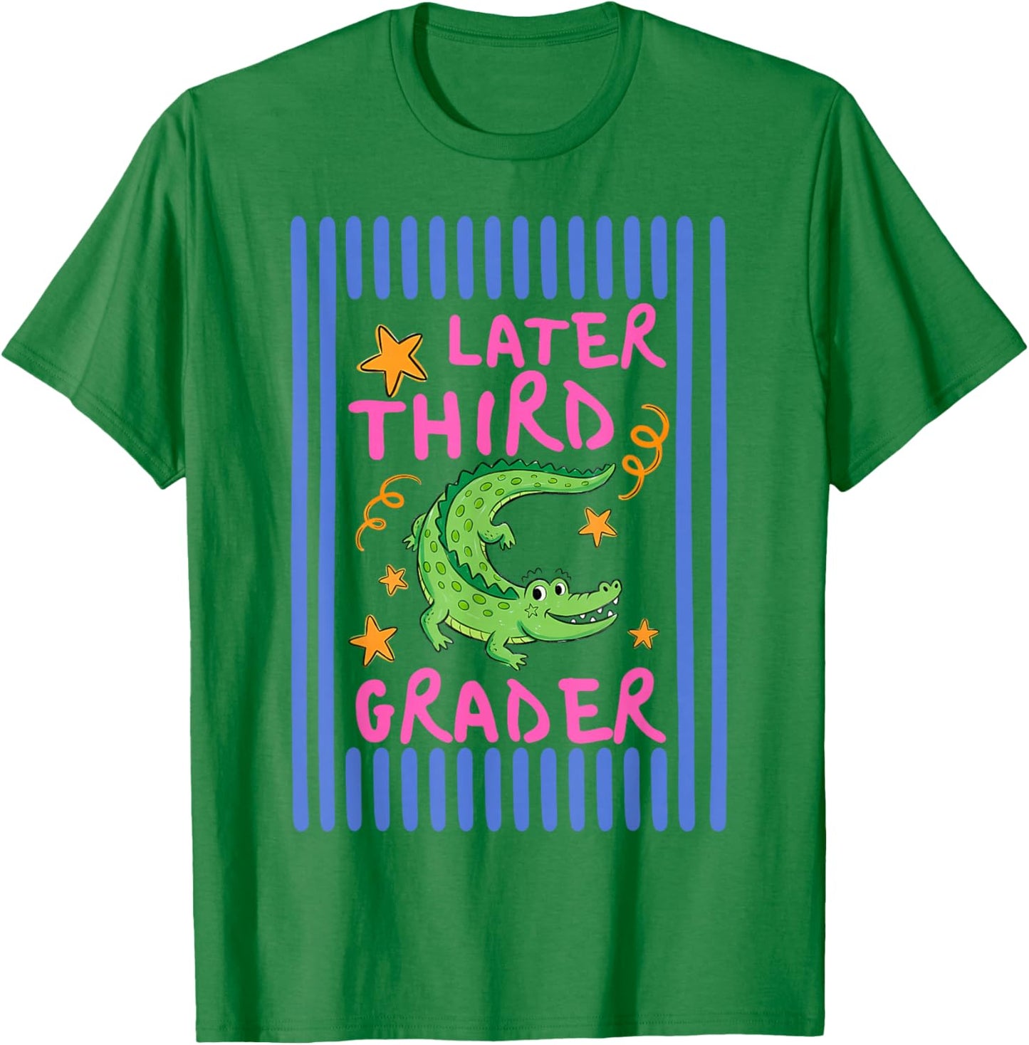 Later Third Grader Cute Alligator Later Gator Teacher Kids T-Shirt - T-Shirt | Irish Green