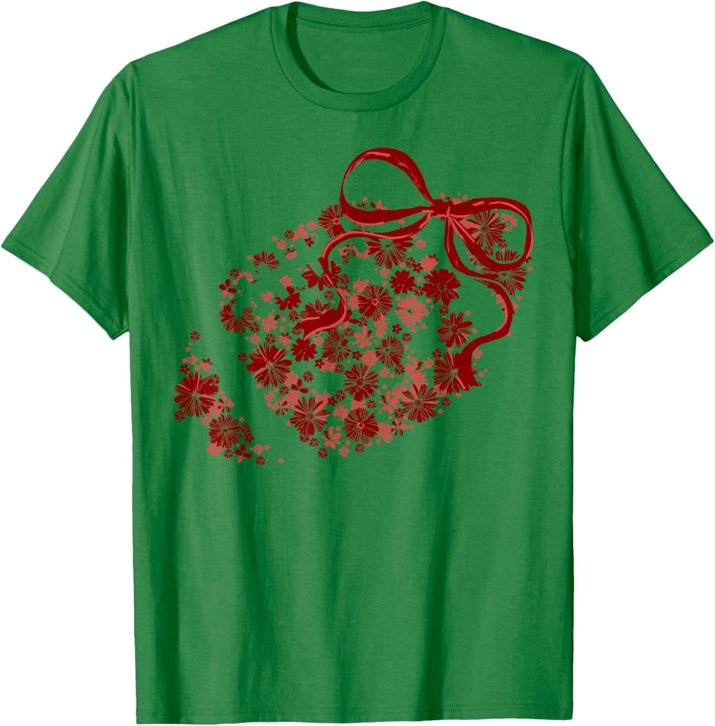Floral Football Game Day Girly Coquette Team Spirit Maroon T-Shirt - T-Shirt | Irish Green