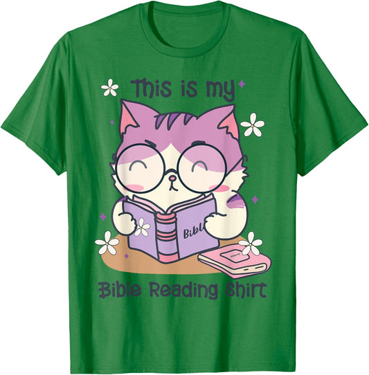 This Is For Bible Reading Cute Cat Christian T-Shirt - T-Shirt | Irish Green