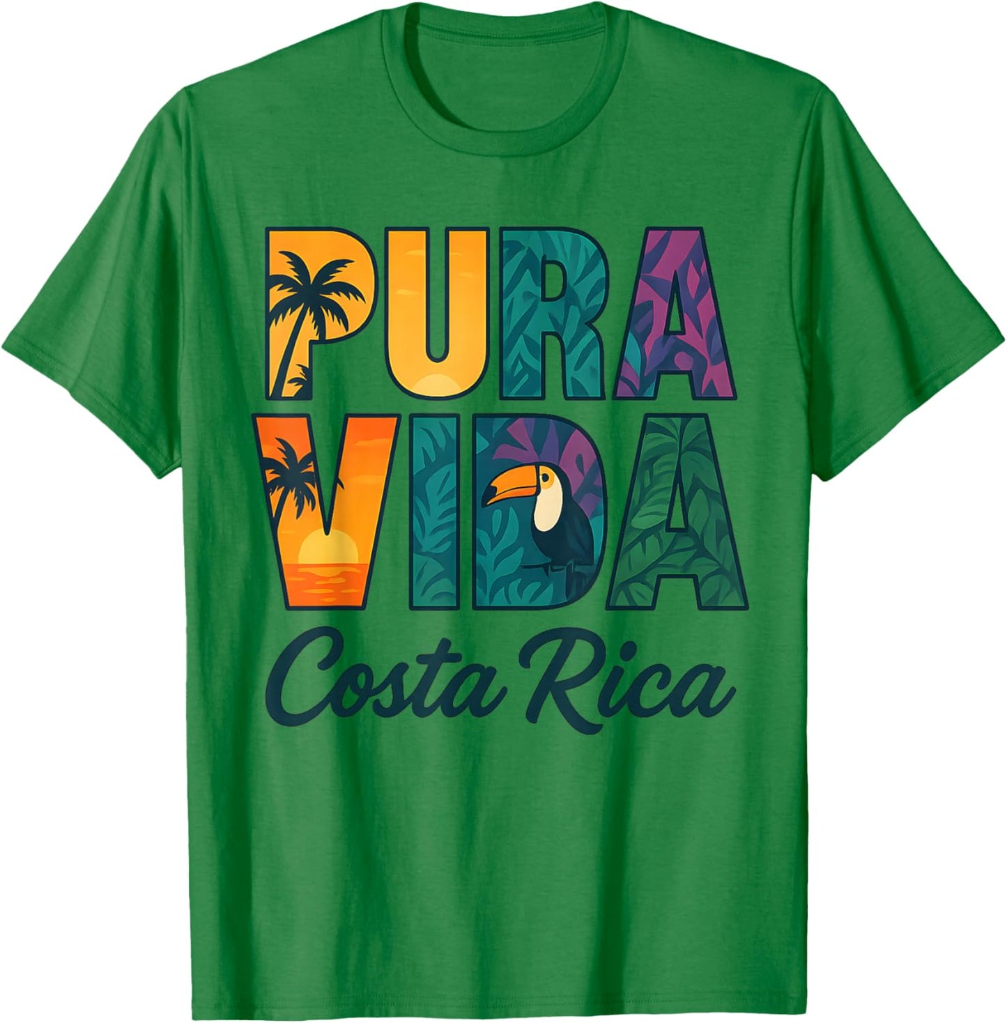 Pura Vida Costa Rica Toucan T-Shirt - T-Shirt | Irish Green