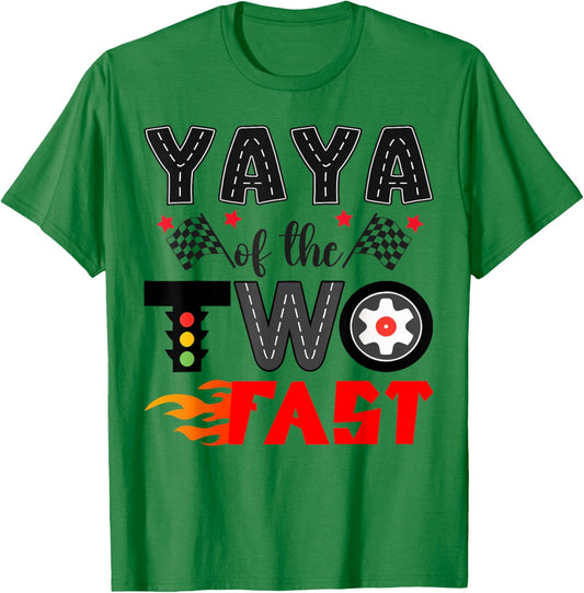 Yaya of The Two Fast Racing Car 2Nd Birthday Boy T-Shirt - T-Shirt | Irish Green