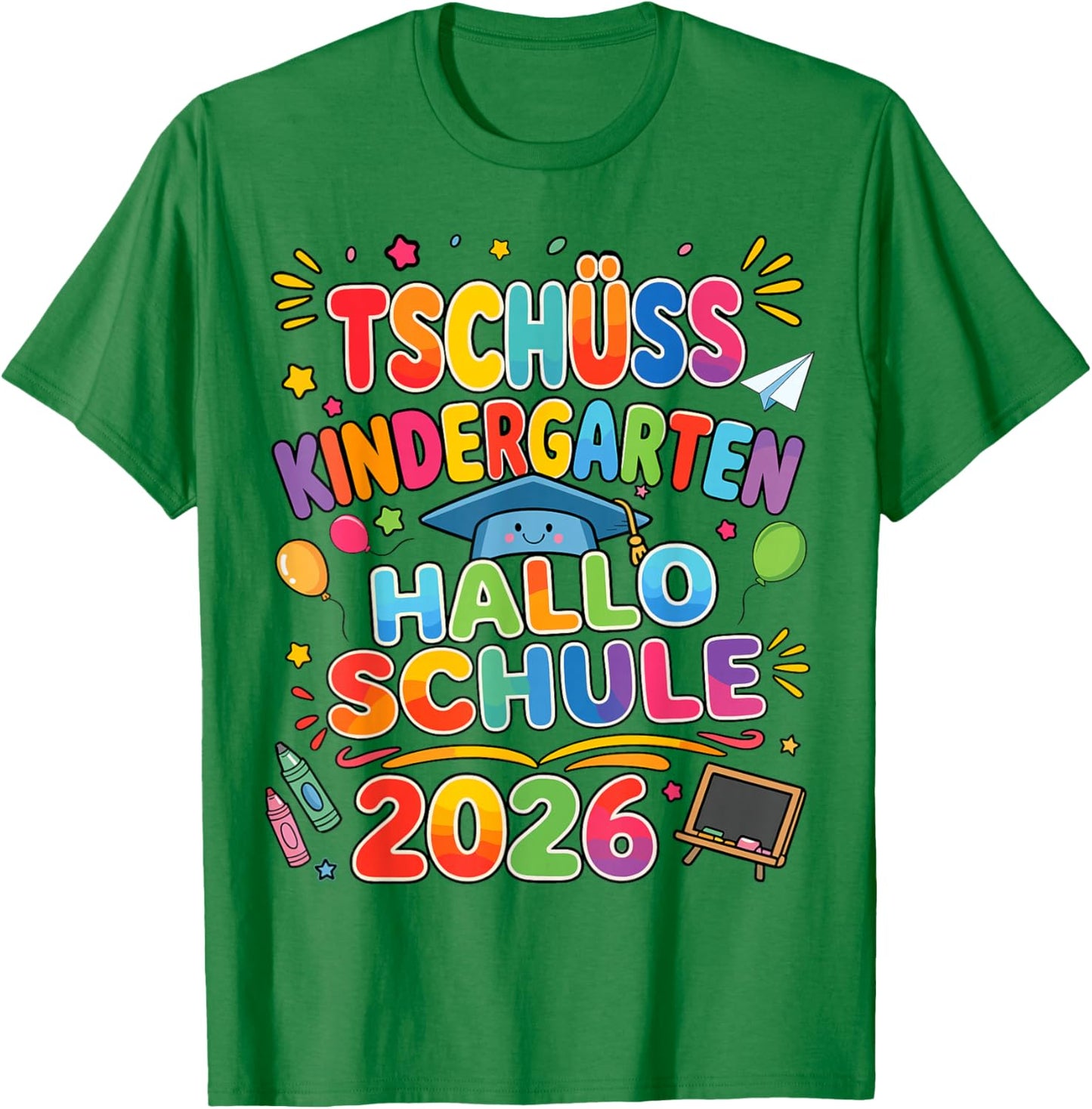 Tschüss Kindergarten Hallo Schule 2026 Kita Abgänger T-Shirt - T-Shirt | Irish Green