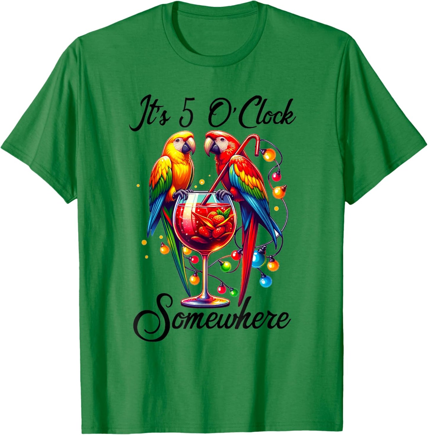 Parrots Drinking Margarita Shirt,It's 5 O'clock Somewhere T-Shirt - T-Shirt | Irish Green