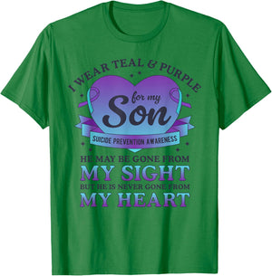 I Wear Teal & Purple For My Son Suicide Prevention Awareness T-Shirt - T-Shirt | Irish Green