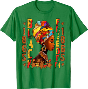 Juneteenth 1865 Freedom Day Black Women Girl African Queen T-Shirt - T-Shirt | Irish Green