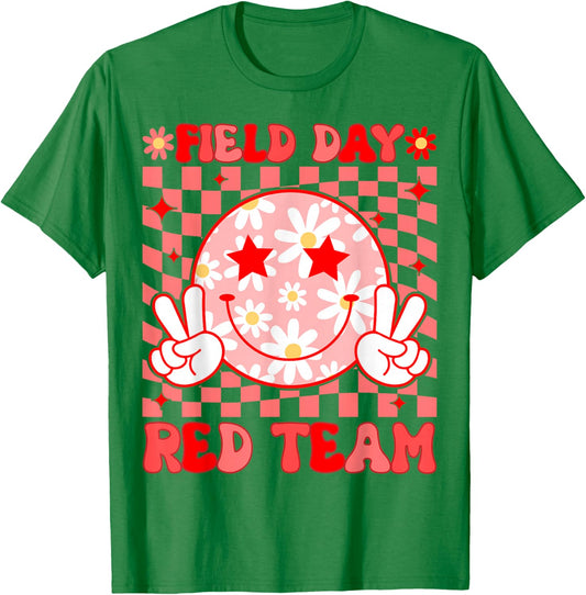 Field Day Red Team Teacher Kids Retro Groovy Field Day 2026 T-Shirt - T-Shirt | Irish Green