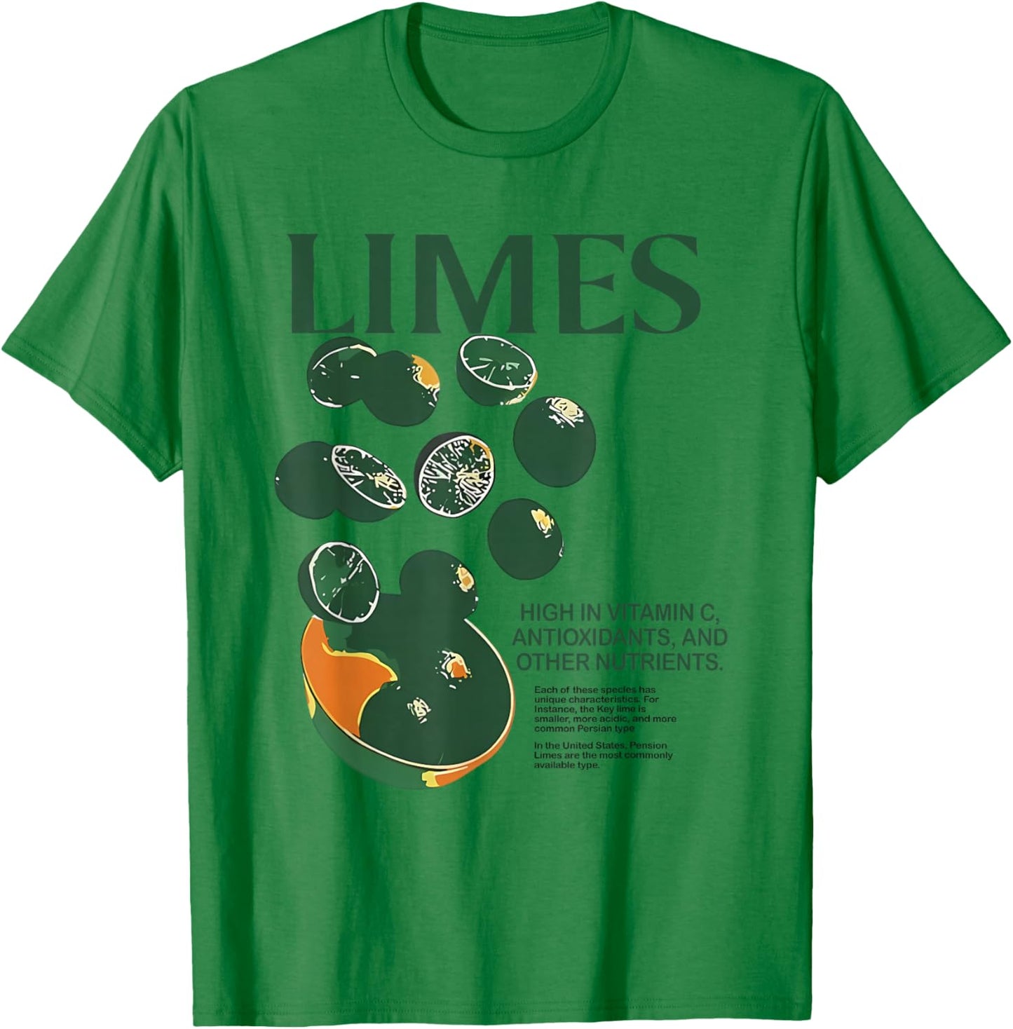 Retro Vintage Limes Graphic Vegetables Lemon Women and Men T-Shirt - T-Shirt | Irish Green