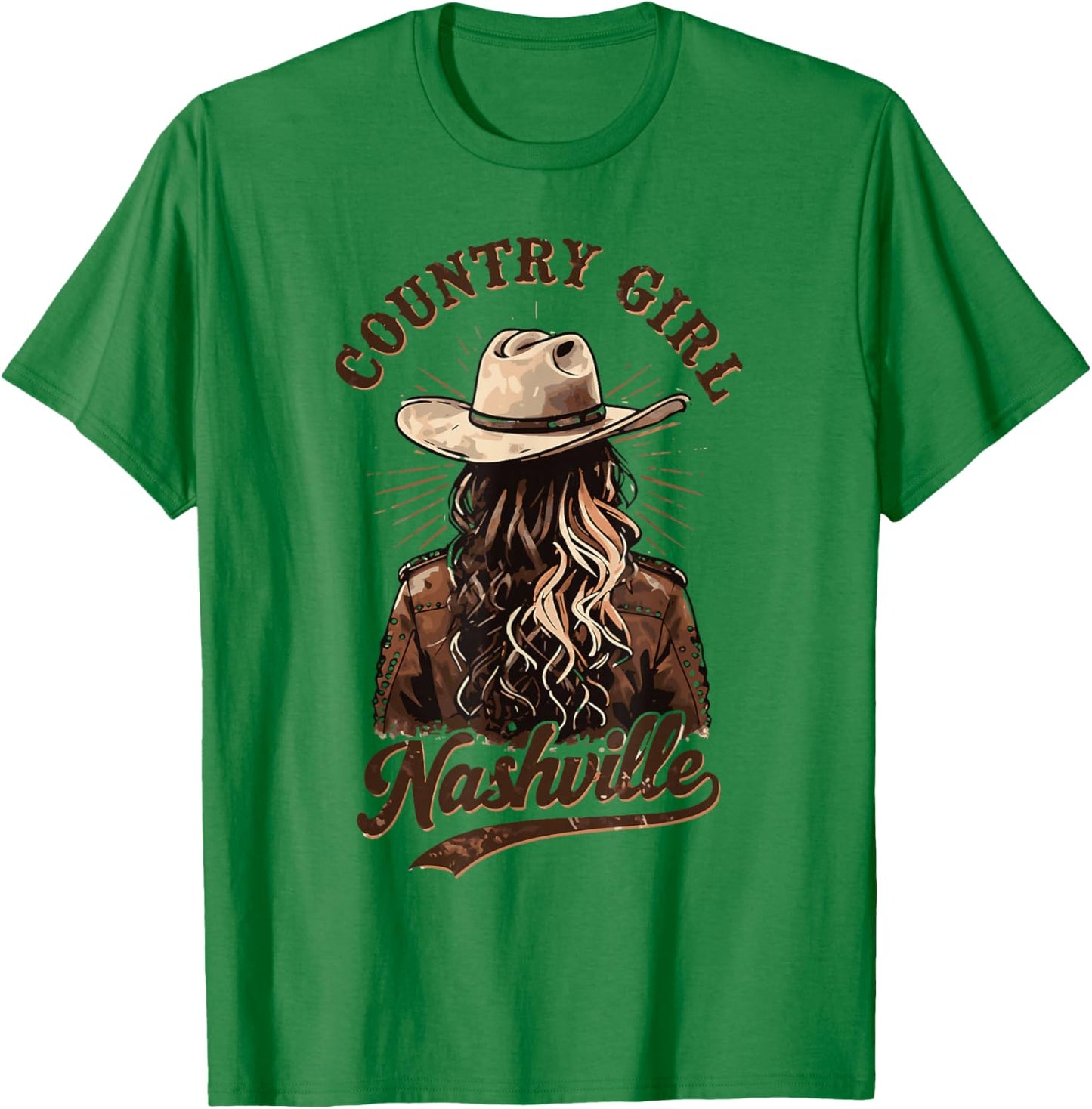 Nashville Country Music Cow Girl Vacation Bride Bachelorette , white, S T-Shirt - T-Shirt | Irish Green