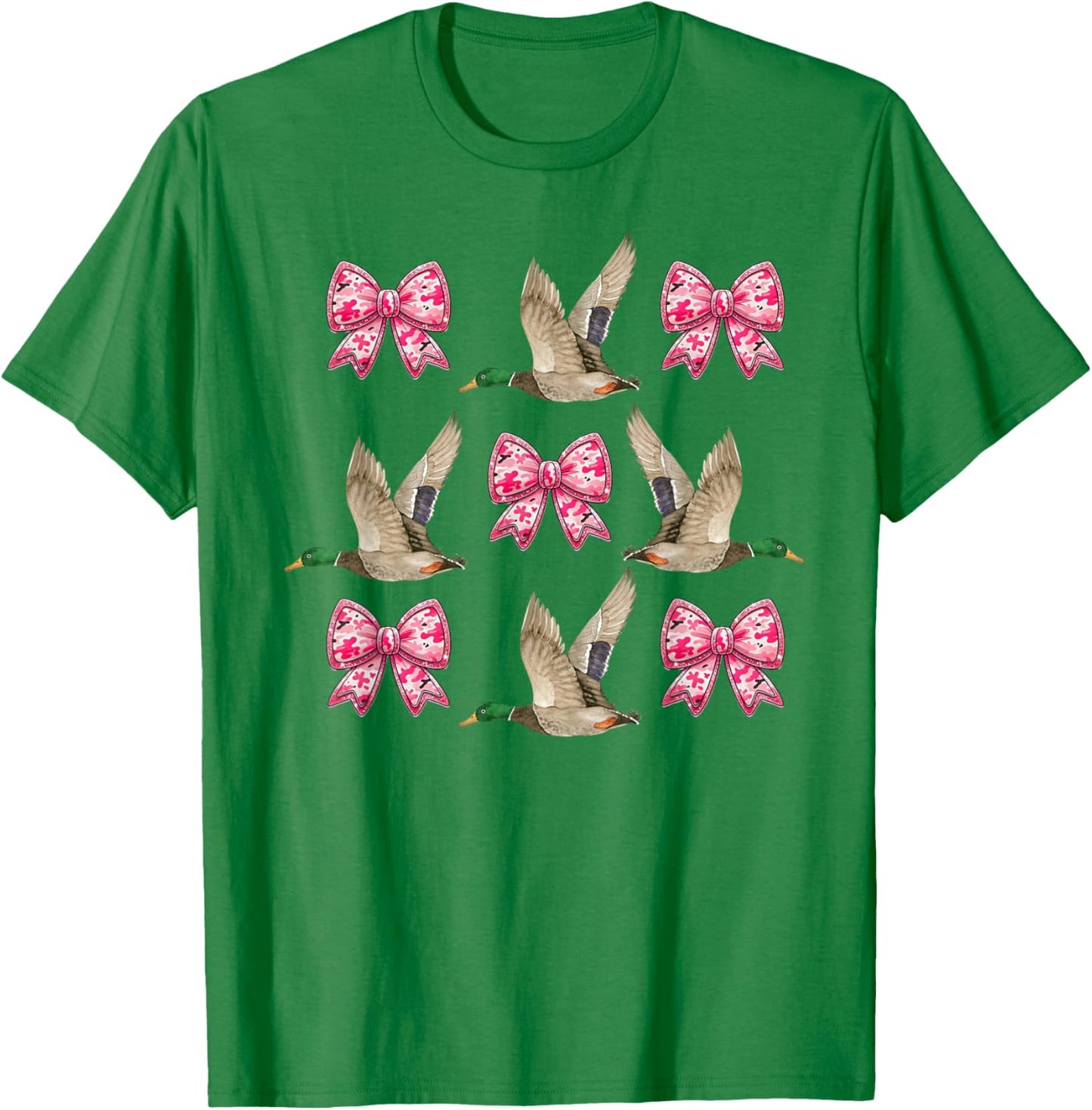 Mallard Duck Camouflage pink Camo Bow Duck Hunting Women T-Shirt - T-Shirt | Irish Green