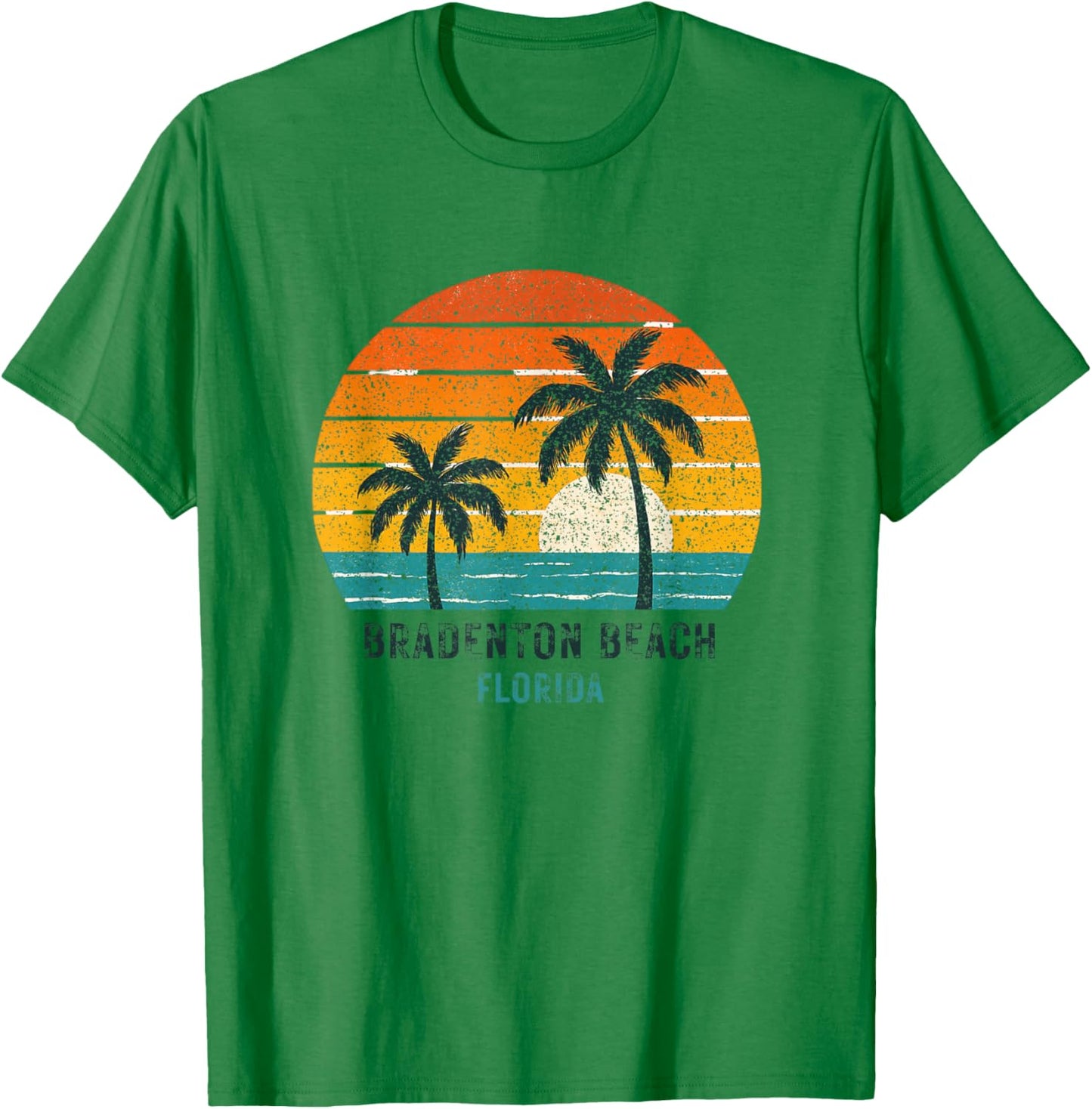 Bradenton Beach Florida Retro Vintage Souvenir Sun Vacation T-Shirt - T-Shirt | Irish Green