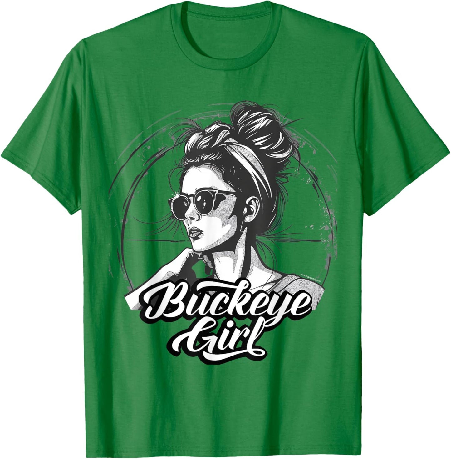 Buckeye Girl Ohio Messy Bun Home State T-Shirt - T-Shirt | Irish Green