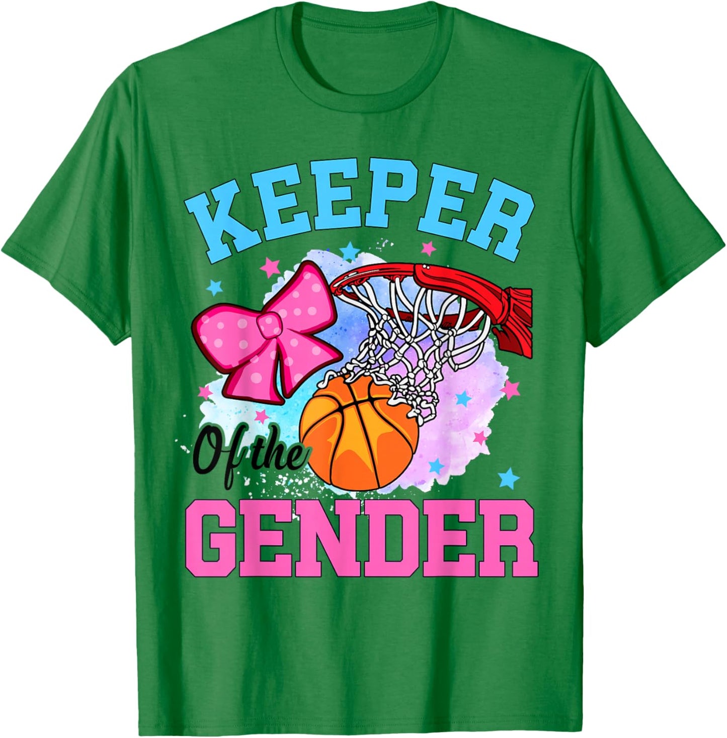 Keeper Of The Gender Basketball Gender Reveal Baby Shower T-Shirt - T-Shirt | Irish Green