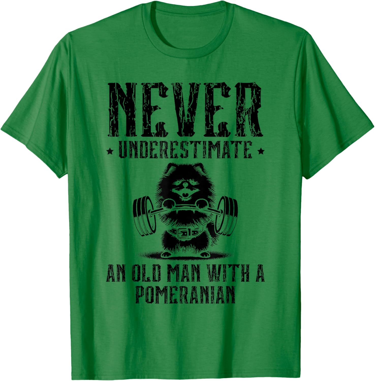 Never Underestimate An Old Man With A Pomeranian T-Shirt - T-Shirt | Irish Green